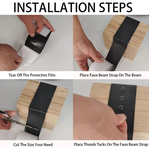 Vista 5 de Correa de madera sintética, correa de piel sintética de 6 pies de longitud, correa de ocultación de huecos con vigas de madera con 100 tachuelas