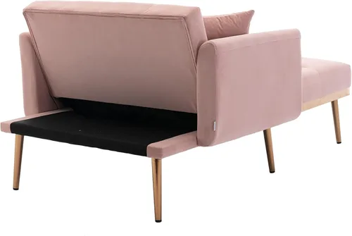 Vista 8 de Silla decorativa moderna de 40.94 pulgadas de ancho con respaldo ajustable de 3 ángulos + 2 almohadas, sillón reclinable y otomano tapizado