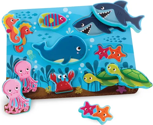 Vista 15 de B. toys Peek & Explore 2 – Pack – Espacio exterior y autobús escolar – Paquete de rompecabezas grueso – Rompecabezas para niños pequeños, niños – 8