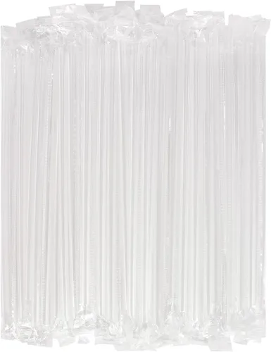 Vista 7 de [Envueltas individualmente] 1000 popotes de plástico desechables negros, 8.25 pulgadas de largo y 0.23 pulgadas de diámetro, pajitas a granel