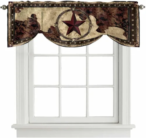 Vista 10 de Cenefa de amarre para ventanas, cortinas de cocina con textura de vaca, cenefas con bolsillo para barra, tratamientos cortos, textura animal, cenefa