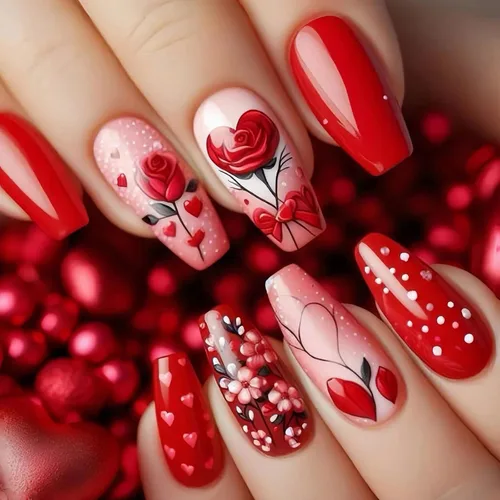 Vista 15 de MISUD Uñas Postizas - Uñas Largas Forma Ataúd con Pegamento en Negro Gótico, Diseño Acrílico Gótico de Rosa 24 piezas
