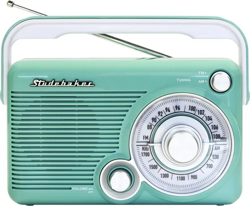 Vista 6 de Studebaker SB2002BL Radio AM/FM portátil con entrada para auriculares y entrada auxiliar con alimentación AC/DC (Azul)