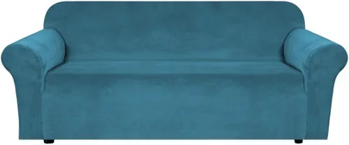 Vista 53 de H.VERSAILTEX Fundas de terciopelo elástico para sofá de dos plazas, fundas para sofá de 2 cojines para sala de estar, fundas deslizables con correas