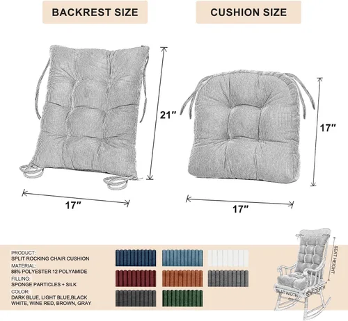 Vista 8 de Lokex Cojín para silla mecedora, acolchado para interiores, 28 x 18/18 x 18