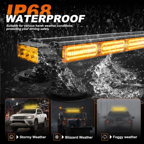 Vista 4 de ASPL - Barra de luz estroboscópica de techo de 66 cm, 126 LED, doble cara, intermitente, luz de advertencia de seguridad, asesor de tráfico, luz