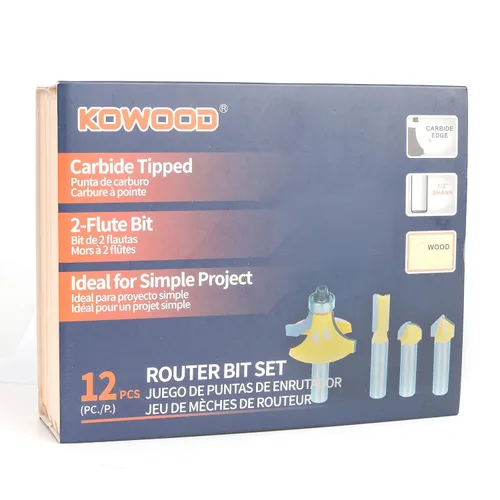 Vista 6 de KOWOOD Juego de 12 brocas de enrutador de 1/2 pulgada para carpintería para principiantes..