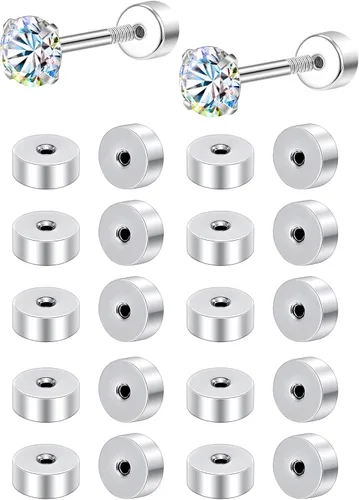 Vista 9 de AoedeJ Parte trasera de aretes de acero inoxidable con cierre de bola, reemplazos de parte trasera de aretes, parte trasera de aretes con tuerca