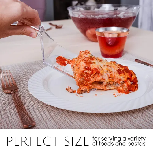 Vista 3 de Plasticpro Espátula desechable de plástico para servir, utensilios de servicio duraderos y resistentes, transparentes, paquete de 4