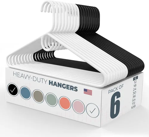 Vista 10 de Neaties Perchas de ropa resistentes paquete de 20 (24 unidades), fabricadas en los Estados Unidos, perchas de plástico de capacidad de 8 libras
