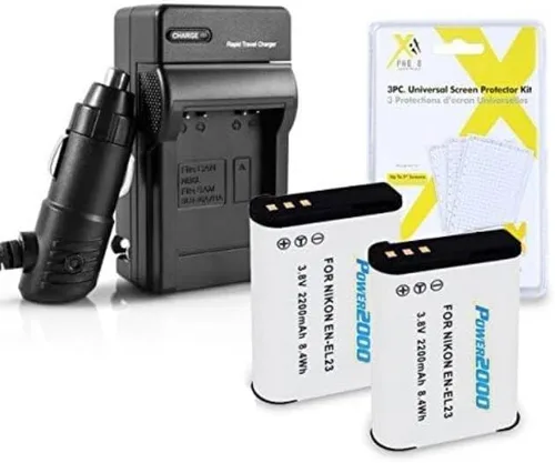 Kit de cargador y batería para cámara digital Nikon Coolpix P900, P610, P600, B700, incluye 2 baterías de repuesto EN-EL23 (2200 mAh) + cargador