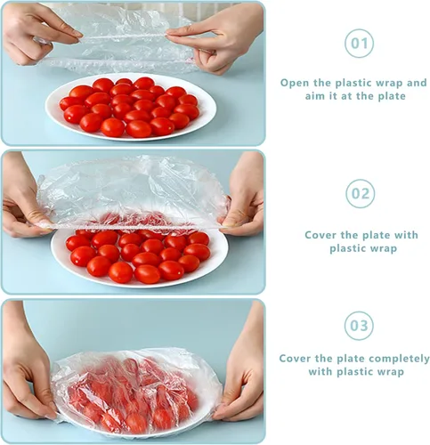 Vista 3 de 300 bolsas de conservación fresca, fundas elásticas para conservar alimentos, fundas ajustables para tazones, para comida sobrante y preparación