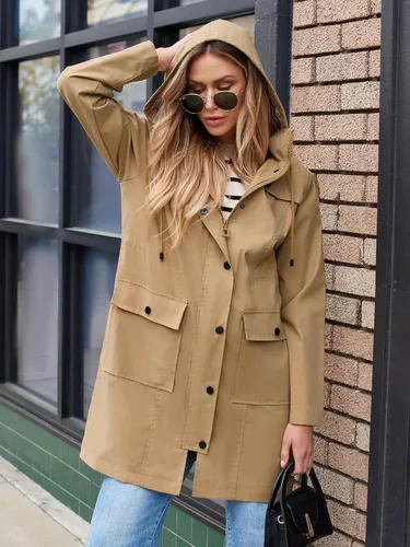 Vista 7 de SaphiRose - Chaqueta impermeable con capucha para mujer, gabardina cortavientos ligera