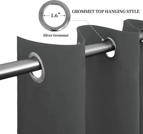 Vista 79 de Easy-Going - Cortinas opacas para dormitorio, aislamiento térmico sólido con ojales, cortinas de ventana para reducción de ruido, cortinas