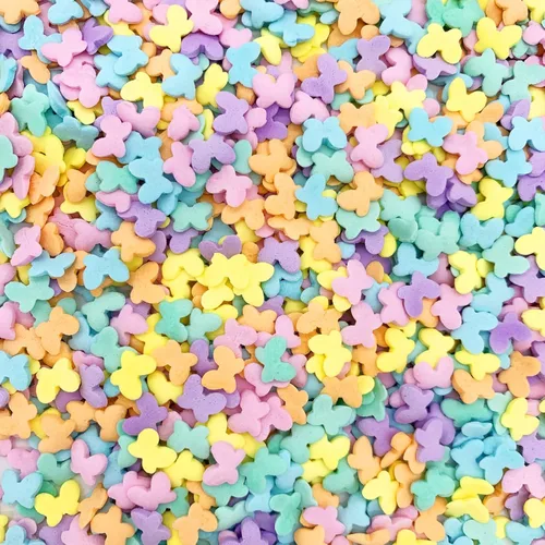 Mariposas multicolores, chispas moradas y amarillas, decoración de pasteles, galletas, helado, dona, 3 onzas