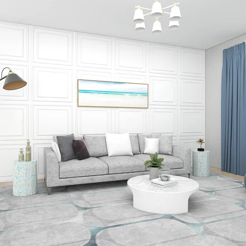 Vista 6 de Deco 79 Mother of Pearl Shell Handmade Side End Accent Table End Table, Side Table 13" x 13" x 19", Blue