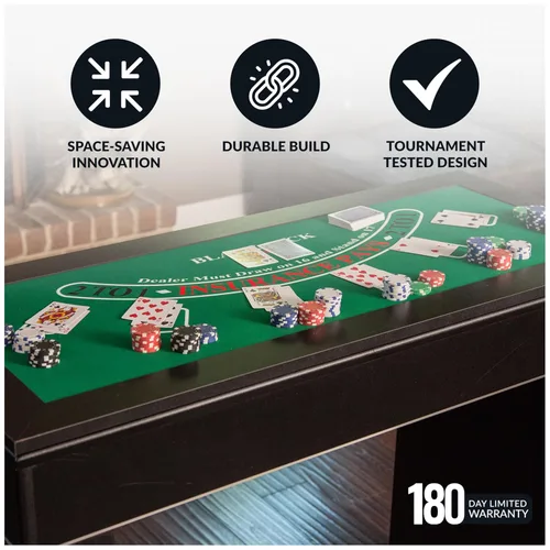 Vista 8 de Hathaway Classic Monte Carlo 4 en 1 mesa de juego de casino – Incluye mesa de dados, mesa de ruleta, mesa de blackjack que se puede utilizar como