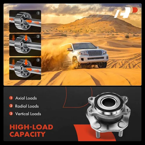 Vista 5 de A-Premium Cojinete de rueda delantera y conjunto de cubo con 5 lengüetas compatible con Nissan Rogue 2014-2020, Rogue Sport 2017-2022, Qashqai