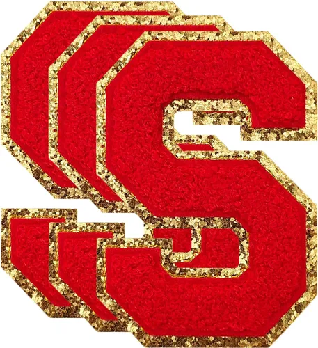 Vista 96 de 3 parches de letras de felpilla negra, parches de letras termo-adhesivas de 4-1/2", parches universitarios para ropa, S