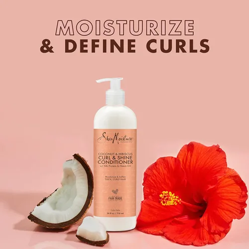 Vista 4 de SheaMoisture Acondicionador de coco e hibisco para cabello seco y rizado sin sulfato de coco e hibisco, 24 onzas líquidas y leche