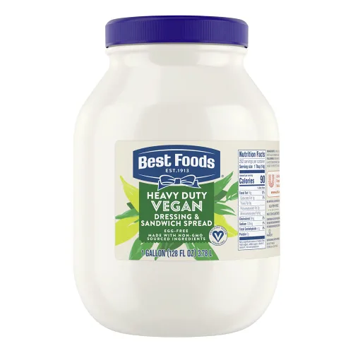 Best Foods Mayonesa Vegana de Frasco Hecha con Ingredientes No Transgénicos, Sin Sabores ni Colores Artificiales, Sin Colesterol, Sin Gluten, 1