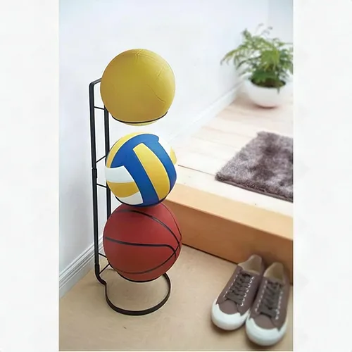 Vista 8 de Organizador de pelotas deportivas con soporte de almacenamiento con 3 niveles para gimnasio, garaje o dormitorio