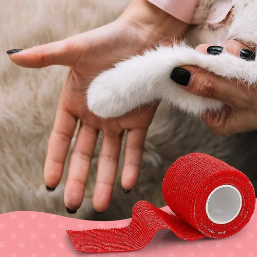 Vista 7 de Vet Wrap - Vendaje de compresión cohesivo autoadherente y cinta de gasa médica para perros, gatos y caballos, varios