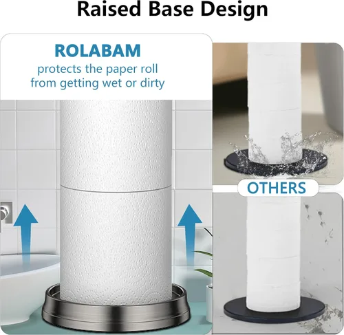 Vista 4 de Soporte de papel higiénico de peso pesado (con función de reserva) Soporte de almacenamiento de papel higiénico independiente, soporte