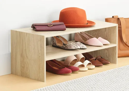 Vista 14 de Whitmor - Estante para zapatos apilable de madera con 2 estantes, nogal, 61 centímetros, paquete de 2