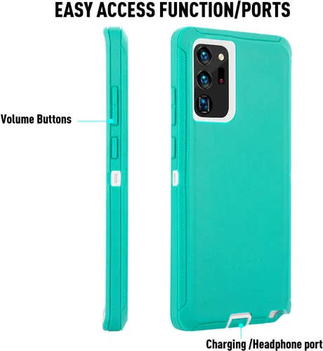 Vista 3 de Funda para Galaxy Note 20, protección contra caídas, cuerpo completo, resistente, a prueba de golpes, caídas y polvo, 3 capas protectoras duraderas