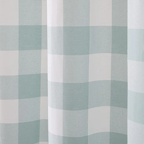 Vista 4 de Eddie Bauer - Cortina de ducha, decoración ligera de algodón para baño, parte superior con ojales (Cabin Plaid Verde, 72 x 72 pulgadas)