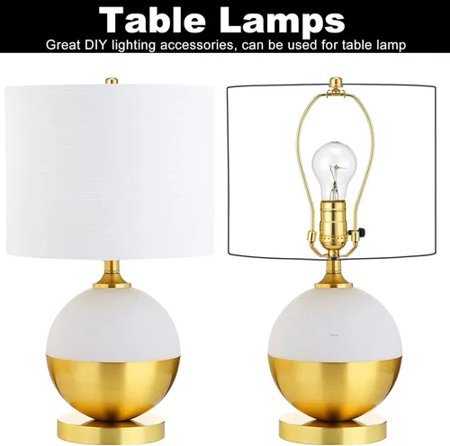 Vista 6 de Arpa de lámpara de latón de 8 pulgadas, 2 juegos, soporte de sombra desmontable para lámparas de mesa y pie, soporte resistente con sillín y remate