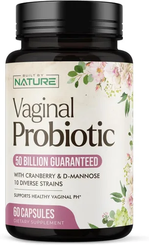 Built by Nature Probióticos vaginales para mujeres – Balance de pH y salud femenina con prebióticos, Lactobacillus y extracto de arándano – 50 mil