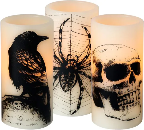 Vista 10 de Juego de 3 velas de calcomanía de Halloween de DRomance
