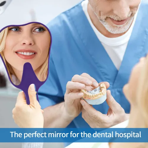 Vista 4 de Espejo de mano en forma de diente - Espejo de mano Espejo de dientes Espejo de paciente Higienista Dental Regalos