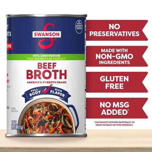 Vista 4 de Swanson Caldo de carne con 50% menos de sodio, 14.5 oz.