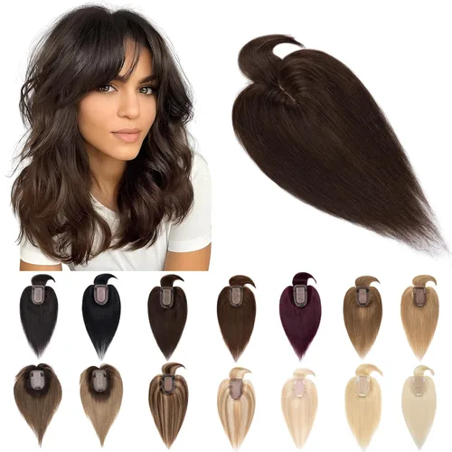 Vista 9 de SEGO Pelucas para mujeres con flequillo de cabello humano real, base de seda de 7 * 13 cm, 100% cabello humano Remy, peluca de la parte superior