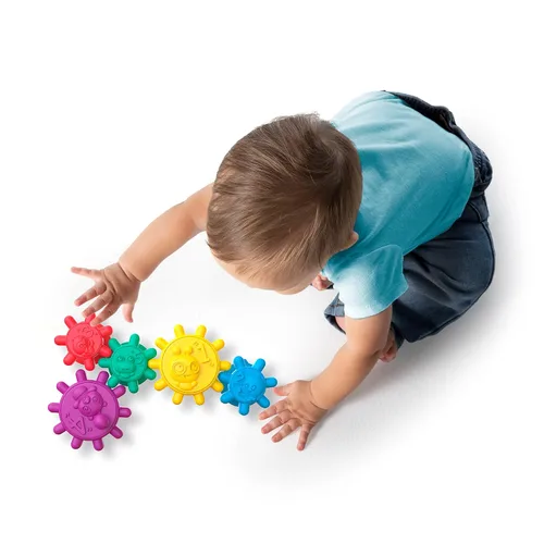 Vista 3 de Baby Einstein Gears of Discovery - Juguetes sensoriales con ventosa para baño, juego en el suelo, viajes y más, 5 unidades, multicolor, sin BPA, más