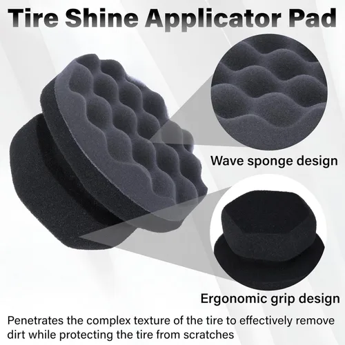 Vista 3 de 2 piezas de almohadillas aplicadoras de brillo para neumáticos, aplicador de apósito para neumáticos con agarre hexagonal, esponja de espuma