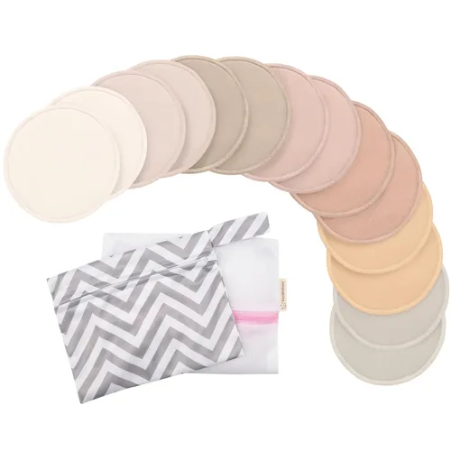 Vista 11 de Paquete de 14 almohadillas de lactancia reutilizables para lactancia materna, suaves y absorbentes, de 4 capas, lavables, almohadillas para el pecho