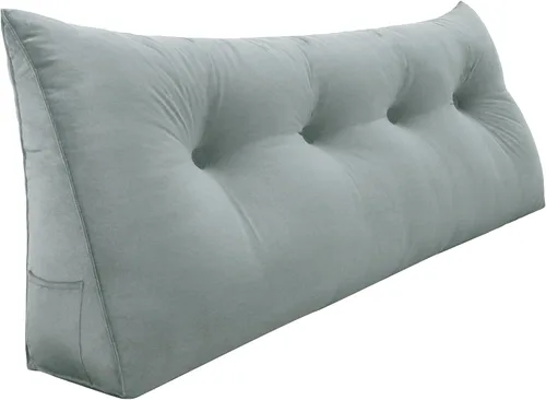 Vista 44 de Almohada de cabecero de 11 libras engrosada tamaño queen para sentarse en la cama, almohada de apoyo para la espalda para leer con bolsillo lateral
