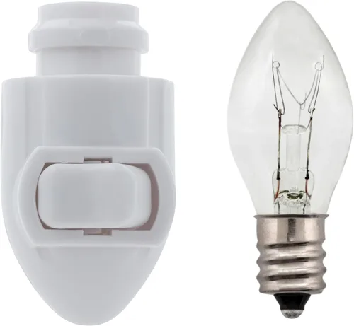 Vista 6 de Creative Hobbies Luz de Árbol de Navidad Nocturna - Luz Nocturna Vintage de Cerámica con Bombilla LED Enchufable