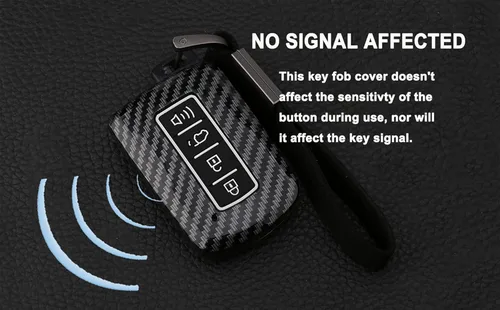 Vista 6 de Funda para llavero compatible con Toyota Highlander Avalon Camry Corolla RAV4 2019 2018 2017 4 botones sin llave con diseño de fibra de carbono ABS