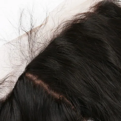 Vista 6 de Un donante de grado superior 13x4 base de seda cierre frontal de encaje cabello humano con cabello de bebé ondulado brasileño virgen cierre de pelo
