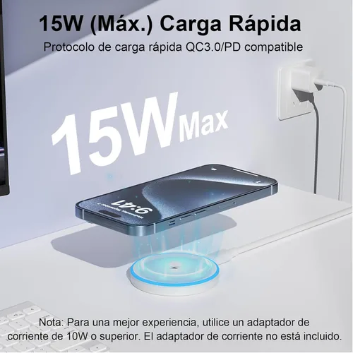 Vista 2 de Mag-Safe Charger 2 Pack 15W Magnetic Wireless Charger Fast Charging Pad Compatible with iPhone 17/16/15/14/13/12 Series & AirPods 3/2/Pro Magnetic