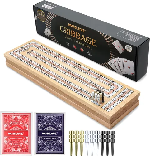 Vamslove Juego de mesa magnética de madera plegable de 3 pistas de 15 pulgadas, con instrucciones (idioma español no garantizado), ranuras de