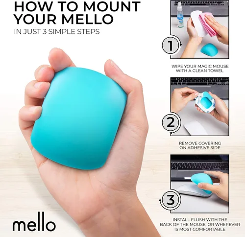 Vista 8 de Mello - Cojín de silicona compatible con Apple Magic Mouse 1 y 2 (azul arándano)