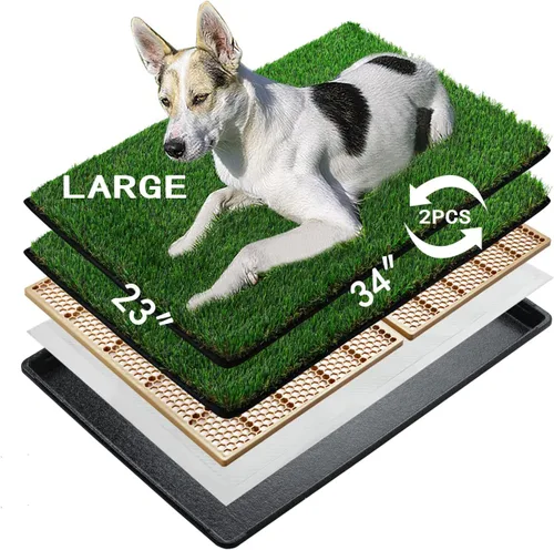 Vista 11 de MEEXPAWS Almohadillas para orinar de pasto para perros con bandeja, extra pequeñas de 17 x 13 pulgadas para cachorros de menos de 6 libras, 2
