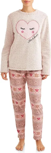 Secret Treasures Love to Dream - Conjunto de pijama de felpa de 2 piezas para mujer talla L 12-14 rosa jaspeado tostado Toasted Heather Pink