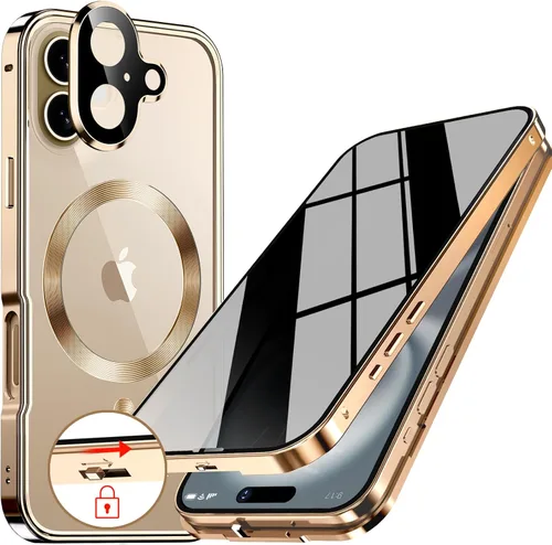 Vista 23 de Funda magnética de privacidad para iPhone 15 Pro Max con anillo de metal CD y bloqueo desplegable automático [compatible con MagSafe]